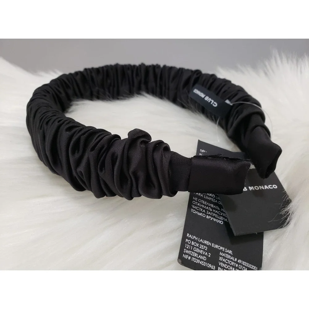 NEW Club Monaco Black rouched chunky thick scrunch headband